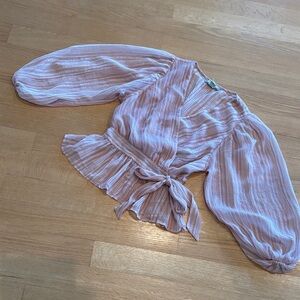 A. CALIN nwot large blouse w/long puffy sleeves & tie waist (by flying tomato)